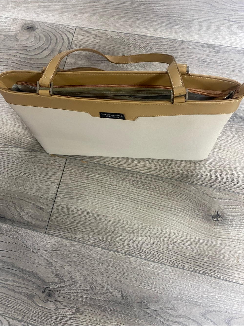 kate spade Two-Tone Cream and Tan Structured Tote